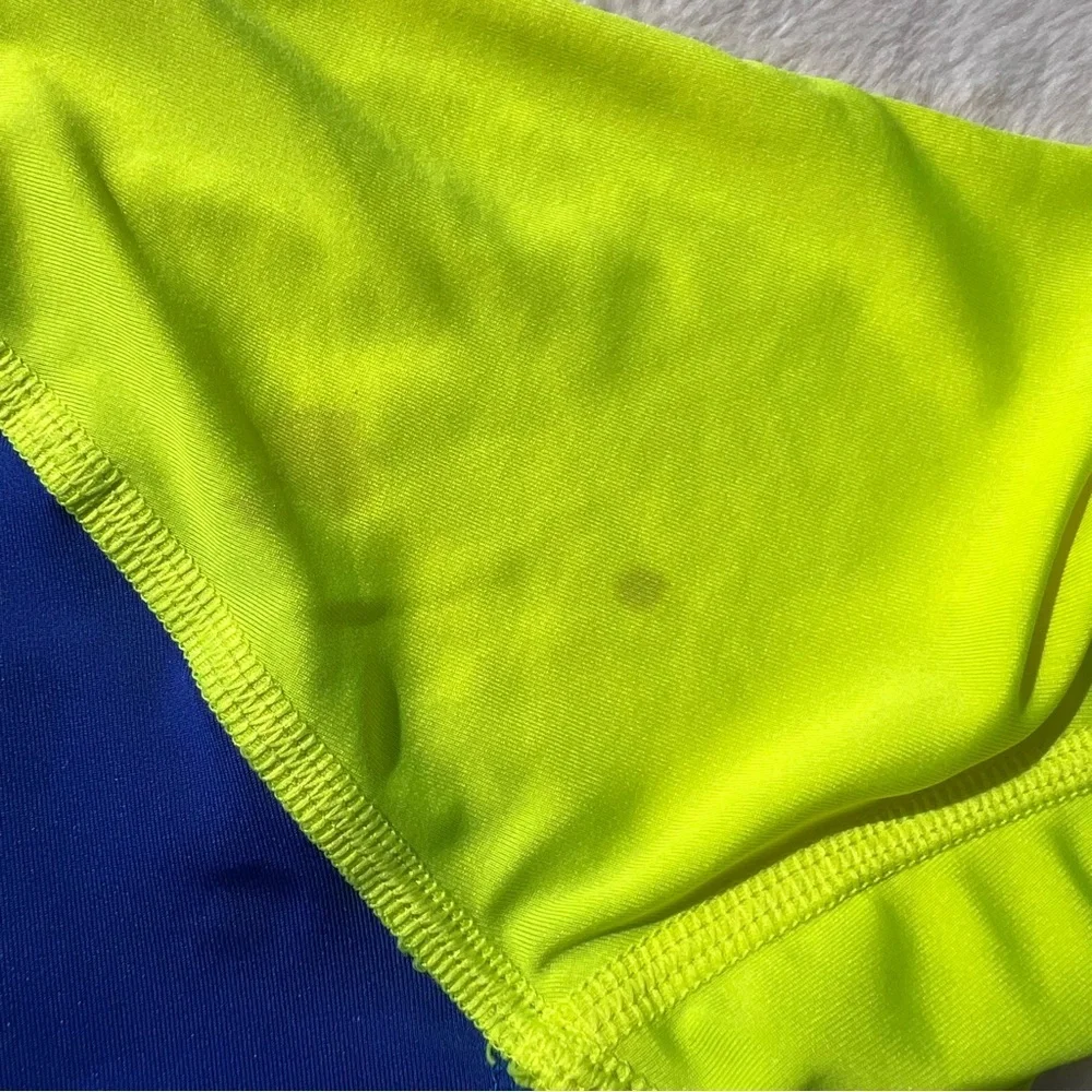 Lands’ End Boys Rash Guard Swim Set XS 4-5 Blue Neon + Swim Trunks